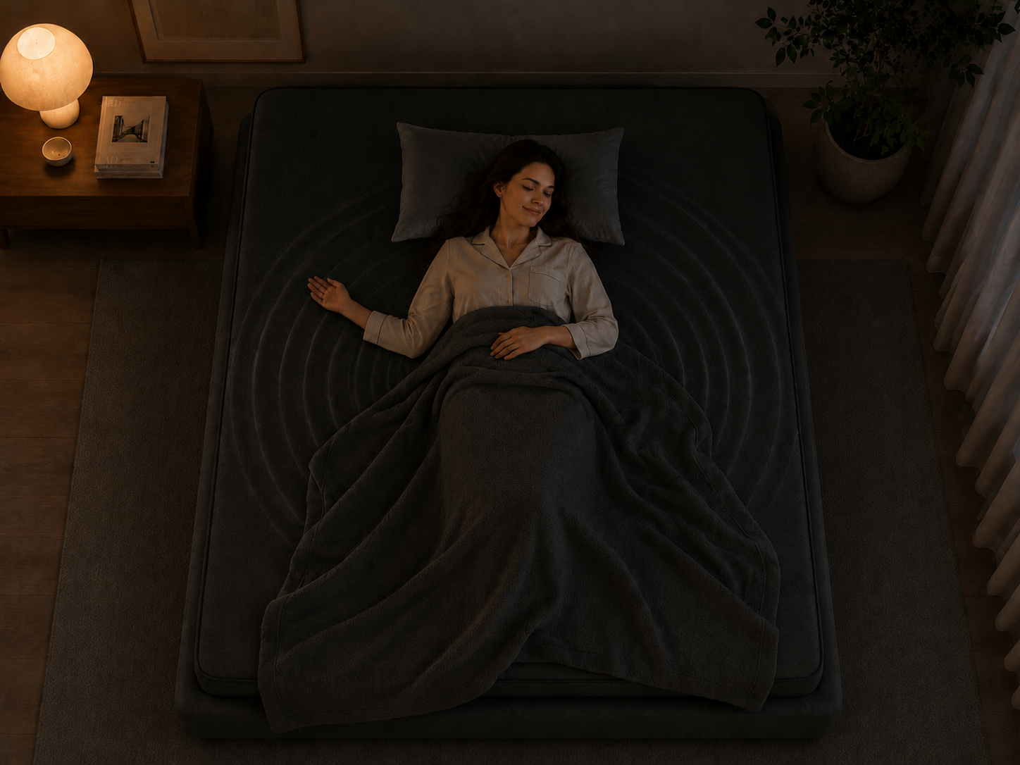 HoneySleep cover with integrated sound playing across the bed